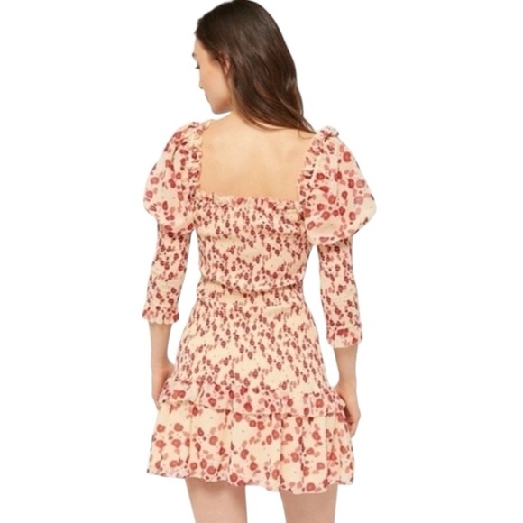 KEEPSAKE THE LABEL Charmed Puff Sleeve Smocked Square Neckline Floral Mini Dress - Picture 6 of 16